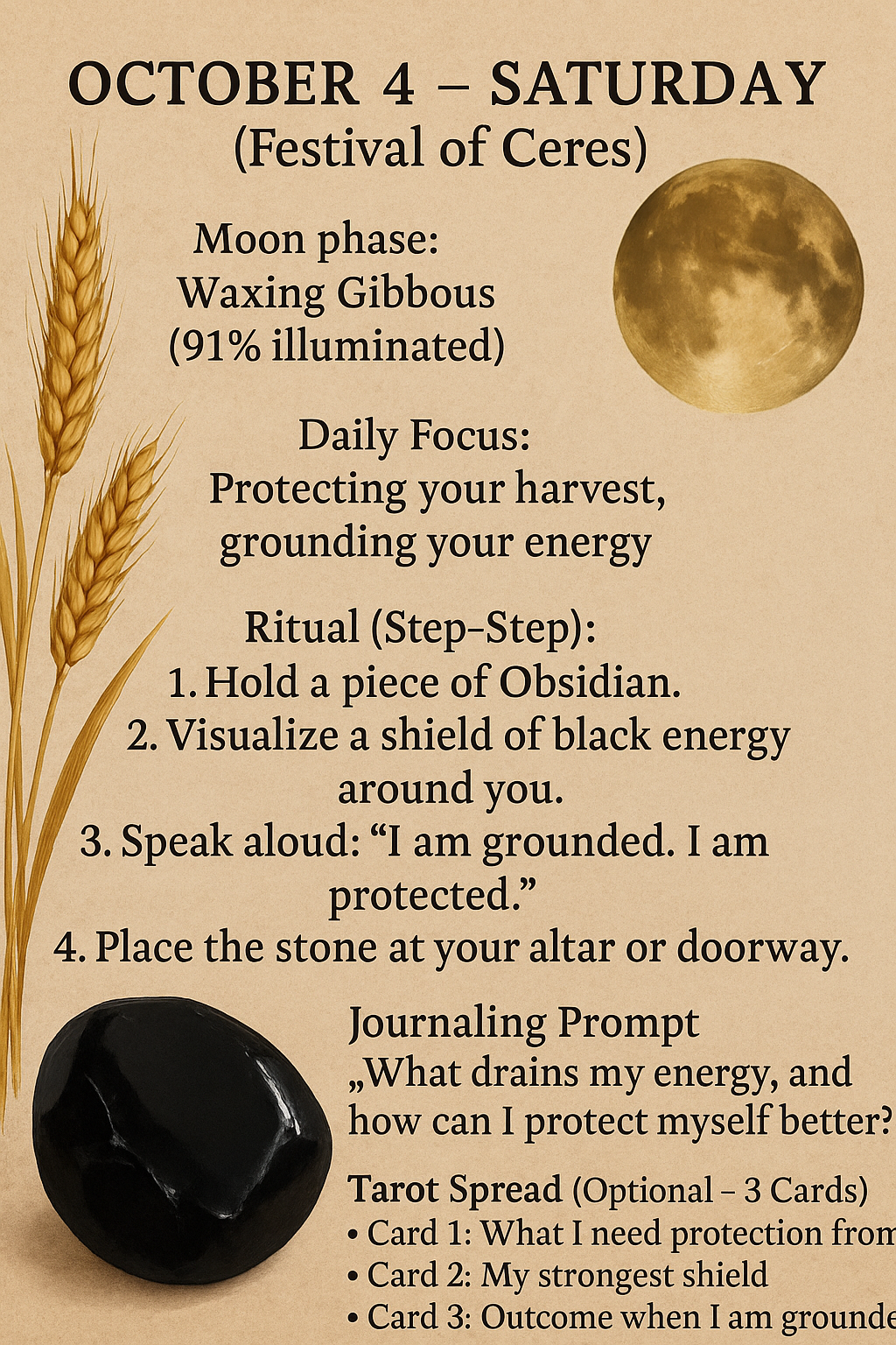October 4 – Saturday