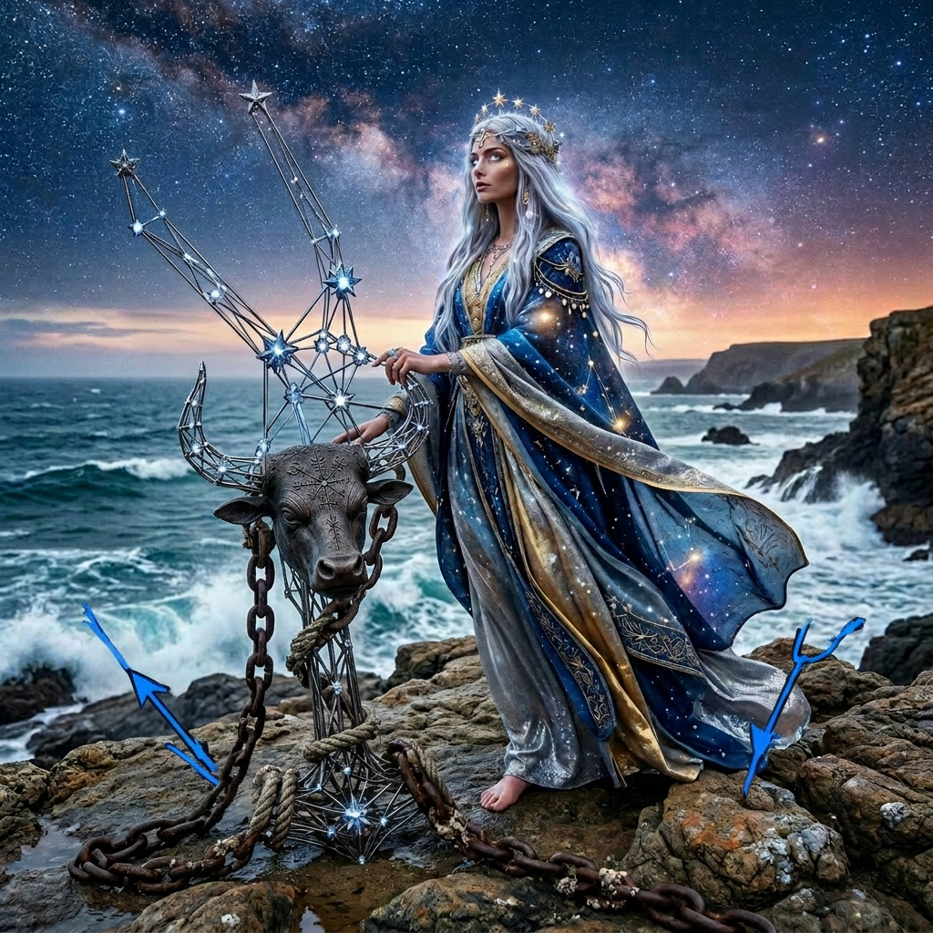 Celestial ocean goddess with anchor – The Elemental Mind